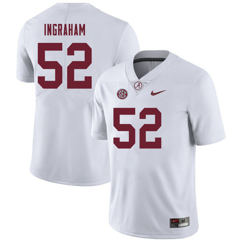 Men #52 Braylen Ingraham Alabama Crimson Tide College Football Jerseys Sale-White